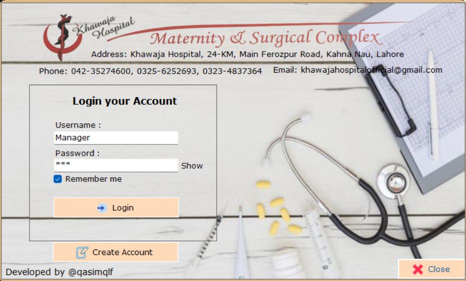 Login page of Hospital Management Software with secure access.